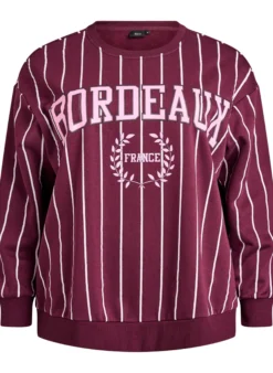 Gestreiftes Sweatshirt mit Textaufdruck