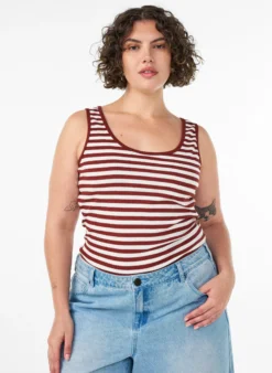 Gestreiftes Tanktop mit Rippenstruktur