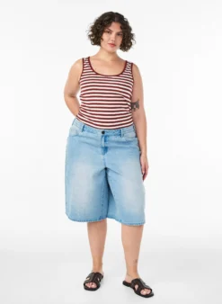 Gestreiftes Tanktop mit Rippenstruktur