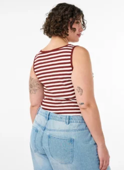 Gestreiftes Tanktop mit Rippenstruktur