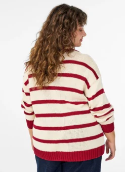 Gestreifte Strickbluse mit Polokragen