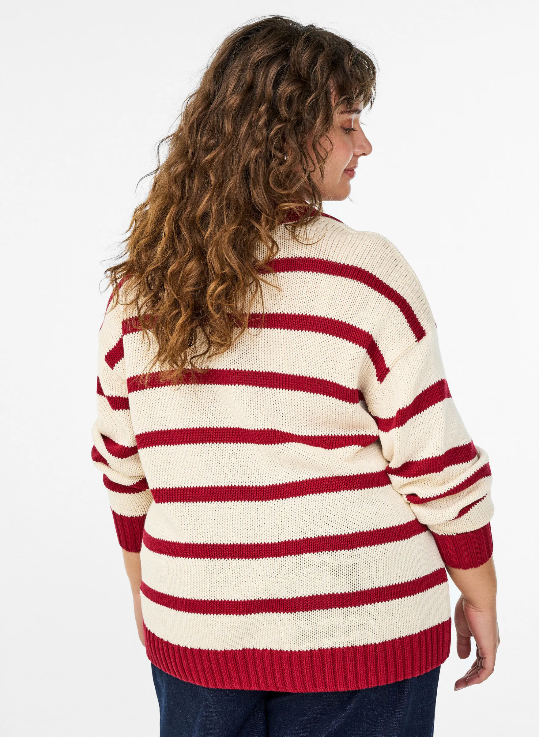 Gestreifte Strickbluse mit Polokragen