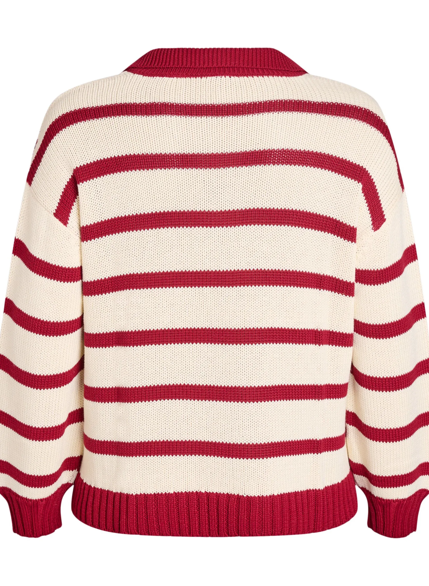 Gestreifte Strickbluse mit Polokragen
