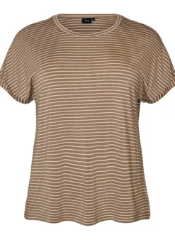 Gestreiftes T-Shirt aus Viskose mit Rundhalsausschnitt