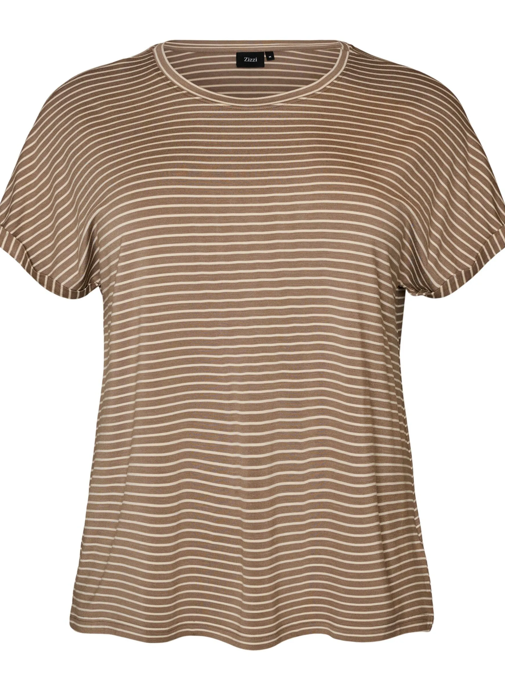 Gestreiftes T-Shirt aus Viskose mit Rundhalsausschnitt