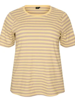 Gestreiftes T-Shirt mit gerippter Struktur