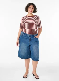 Gestreiftes T-Shirt mit gerippter Struktur