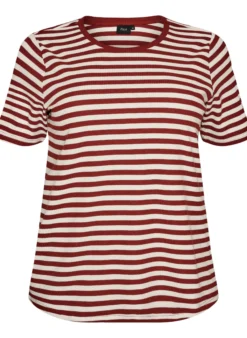 Gestreiftes T-Shirt mit gerippter Struktur