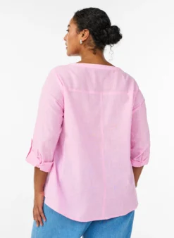 Hemdbluse aus Baumwolle mit V-Ausschnitt