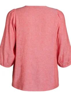 Hemdbluse aus Leinen und Viskose mit 3/4-Ärmeln