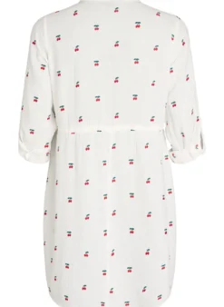 Hemdblusenkleid aus Baumwoll-Musselin mit bestickten Motiven
