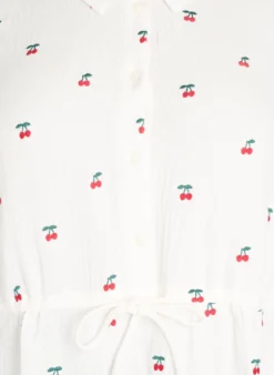 Hemdblusenkleid aus Baumwoll-Musselin mit bestickten Motiven