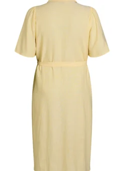 Hemdblusenkleid aus Leinen und Viskose mit Bindegürtel