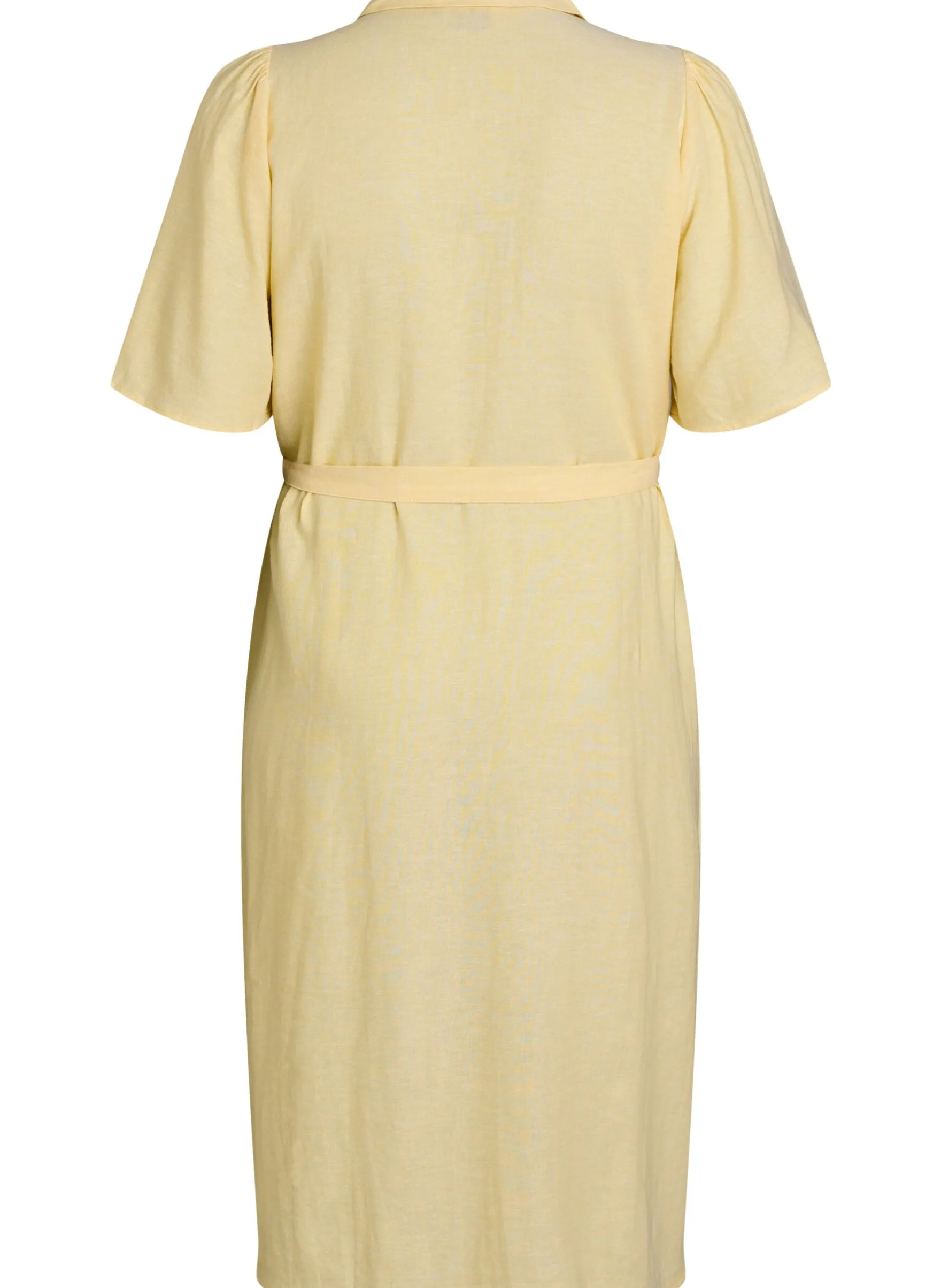 Hemdblusenkleid aus Leinen und Viskose mit Bindegürtel