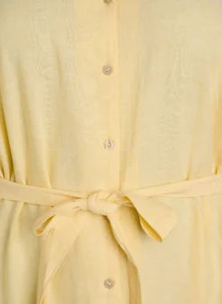 Hemdblusenkleid aus Leinen und Viskose mit Bindegürtel