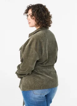 Hemdjacke aus Cord mit Bindegürtel und Taschen