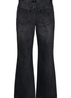 High-Waist-Jeans in gerader Passform mit Strasssteinen