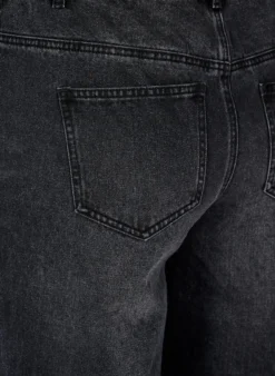 High-Waist-Jeans in gerader Passform mit Strasssteinen