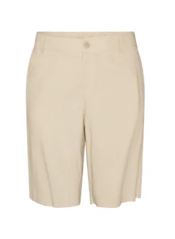 Hoch taillierte Bermudashorts aus Leinen und Viskose