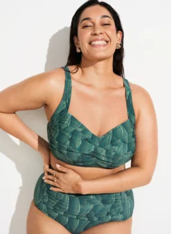 Hoch taillierte Bikinihose mit Print