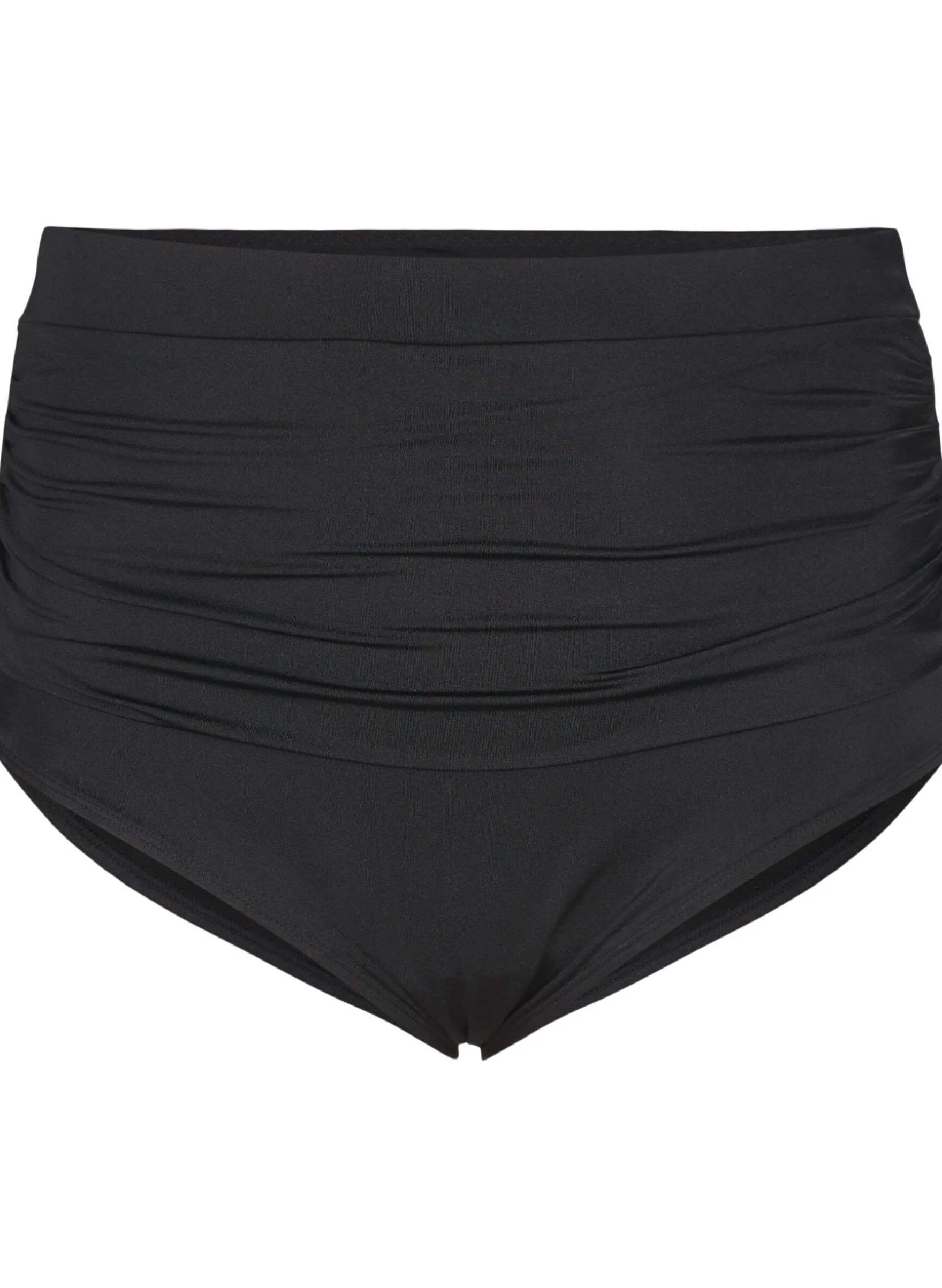 Hoch taillierte Bikinihose mit Raffung