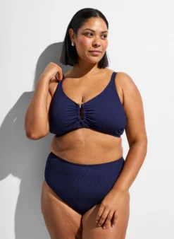 Hoch taillierte Bikinihose mit Struktur