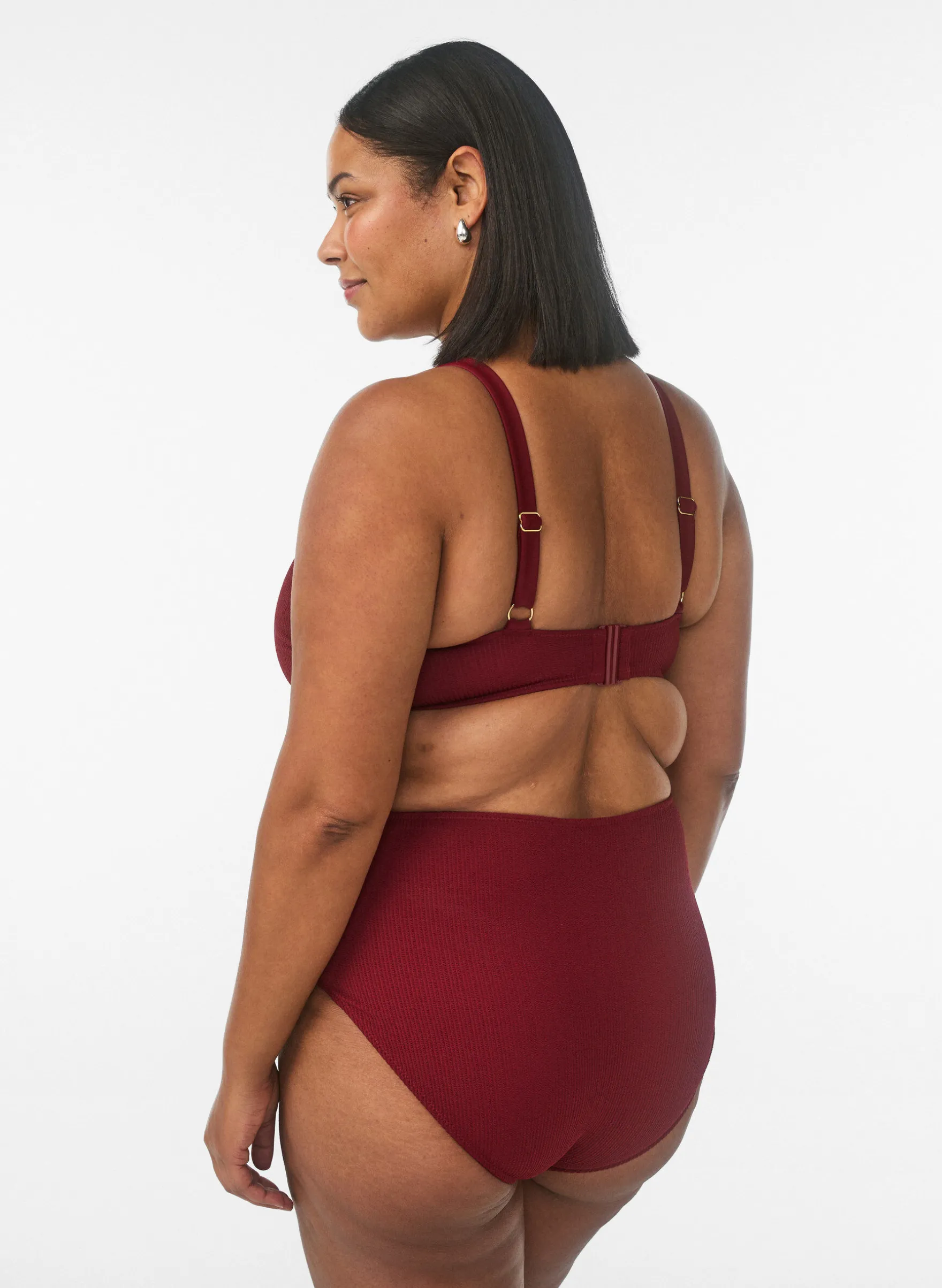 Hoch taillierte Bikinihose mit Struktur