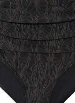 Hoch taillierte Bikinihose mit Strukturmuster