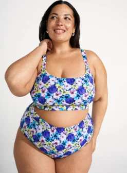 Hoch taillierte Bikinihose mit floralem Muster