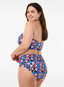 Hoch taillierte Bikinihose mit floralem Muster