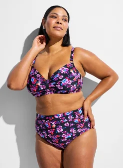 Hoch taillierte Bikinihosen mit Muster
