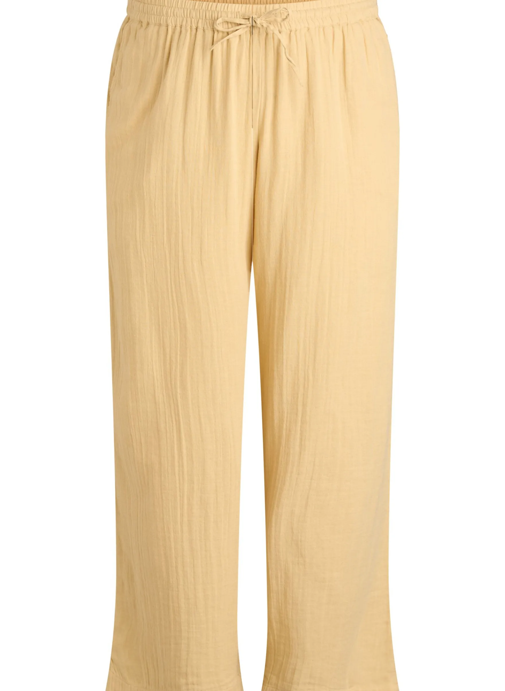 Hoch taillierte Hose aus Baumwoll-Musselin mit weitem Bein