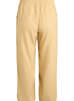 Hoch taillierte Hose aus Baumwoll-Musselin mit weitem Bein