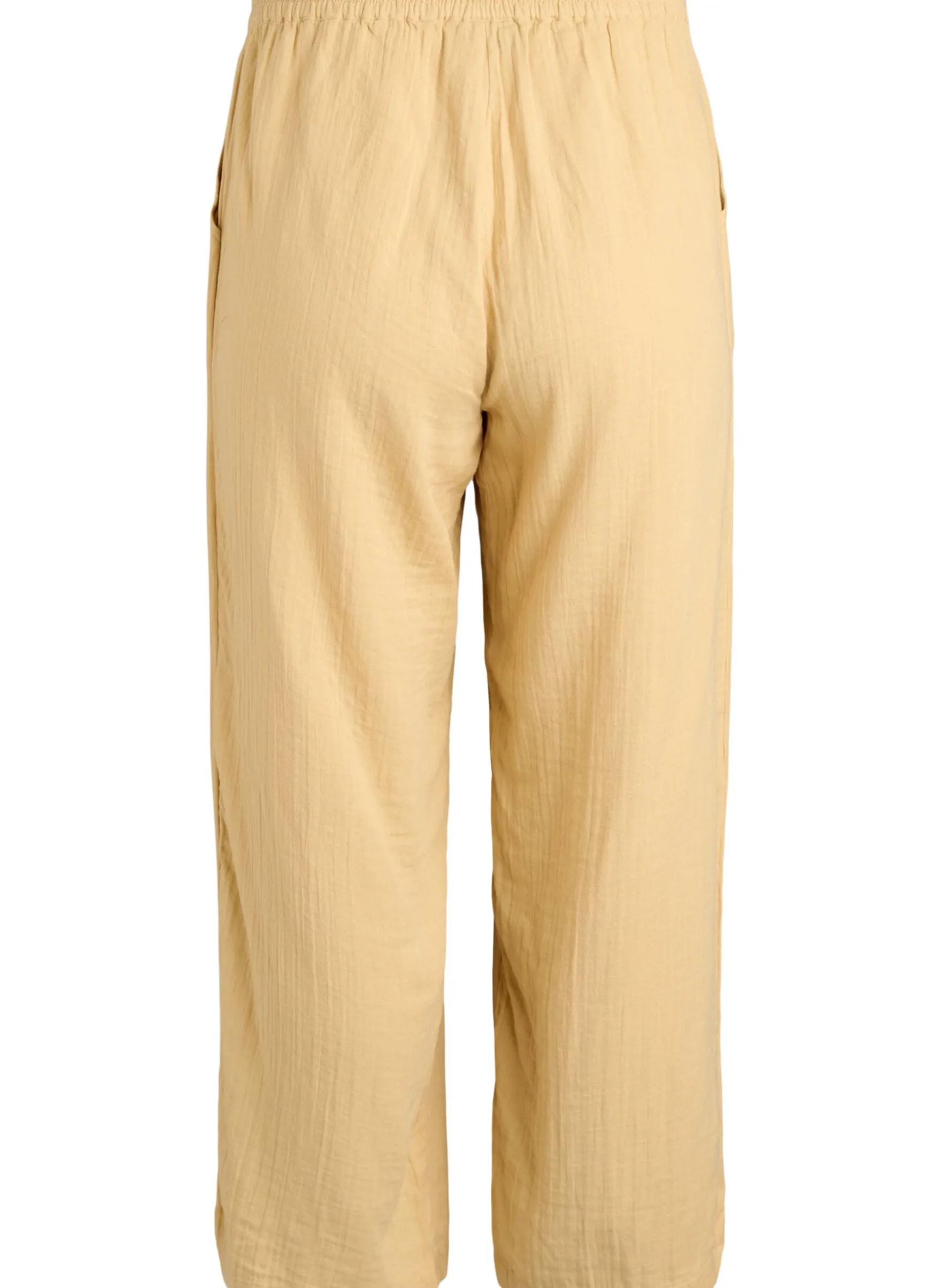Hoch taillierte Hose aus Baumwoll-Musselin mit weitem Bein