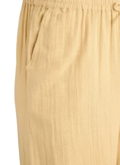 Hoch taillierte Hose aus Baumwoll-Musselin mit weitem Bein