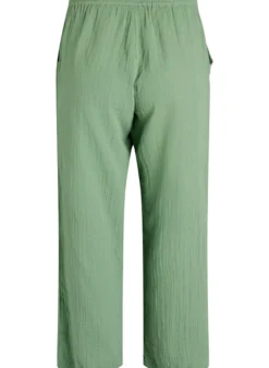 Hoch taillierte Hose aus Baumwoll-Musselin mit weitem Bein