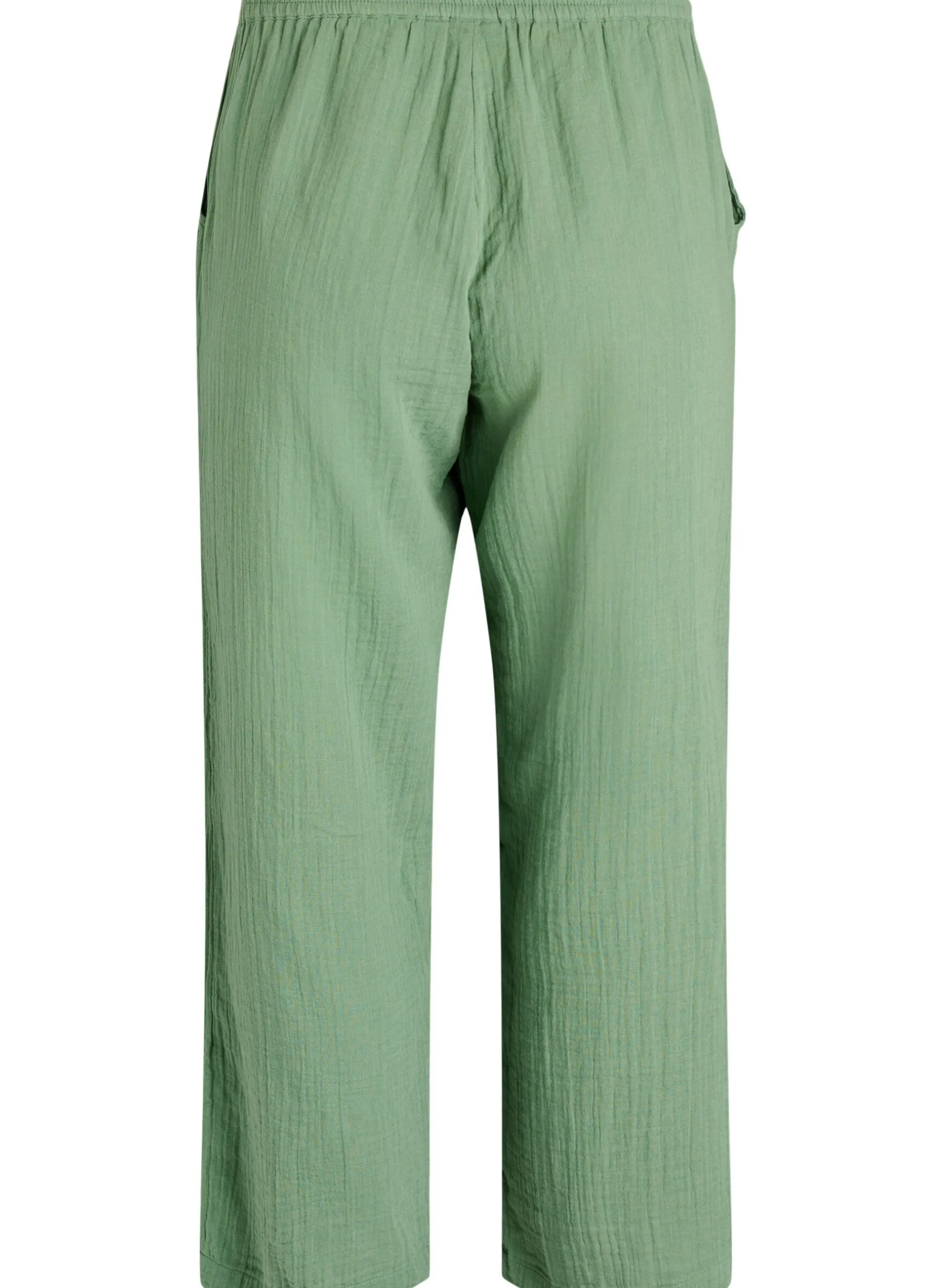 Hoch taillierte Hose aus Baumwoll-Musselin mit weitem Bein
