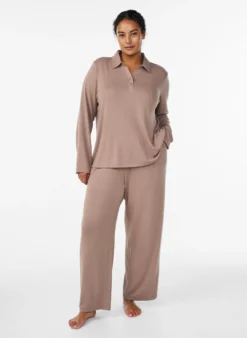 Hoch taillierte Hose aus Jersey mit geradem Bein