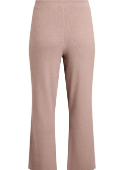 Hoch taillierte Hose aus Rippstrick mit geradem Bein