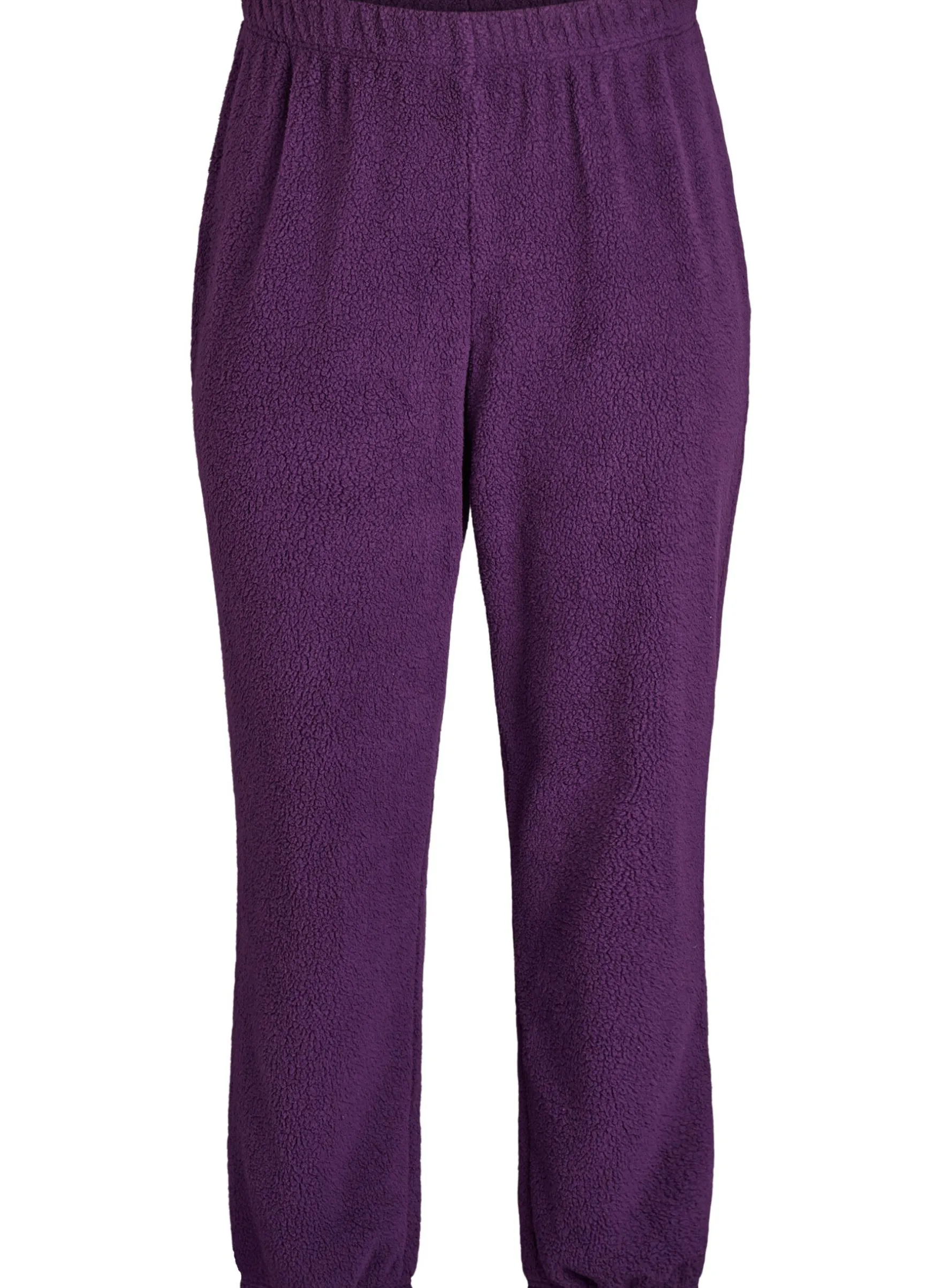 Hoch taillierte Hose aus Teddy-Fleece