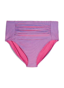 Hoch taillierter Bikini-Slip mit gestreifter Textur
