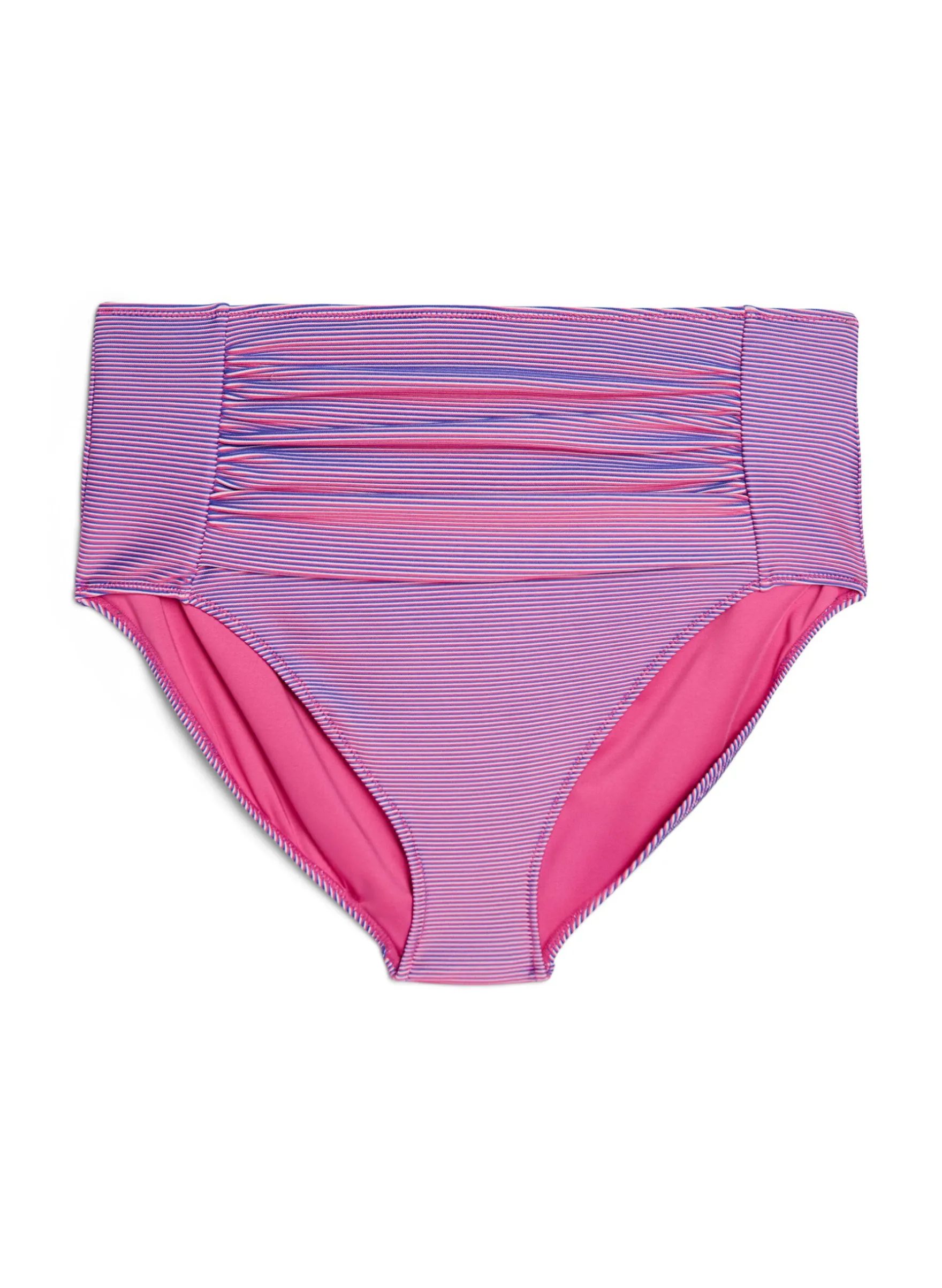 Hoch taillierter Bikini-Slip mit gestreifter Textur