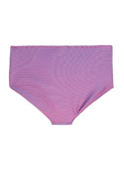 Hoch taillierter Bikini-Slip mit gestreifter Textur