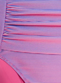 Hoch taillierter Bikini-Slip mit gestreifter Textur