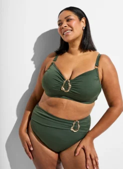 Hoch taillierter Tai-Bikini-Slip mit Golddetail