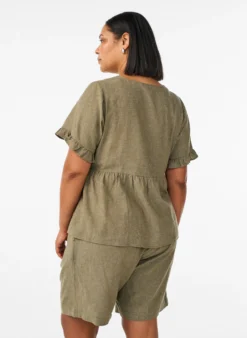 Hoch taillierte Shorts aus Leinen und Viskose