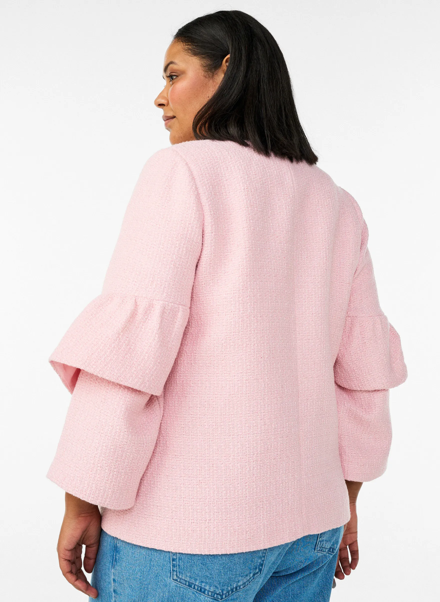 Jacke aus Bouclé mit Rüschendetails