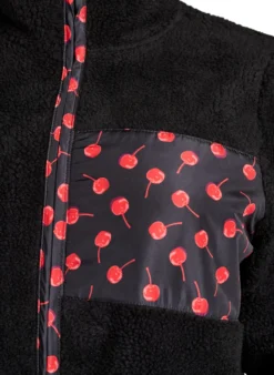 Jacke aus Teddyfleece mit Kirschdetails
