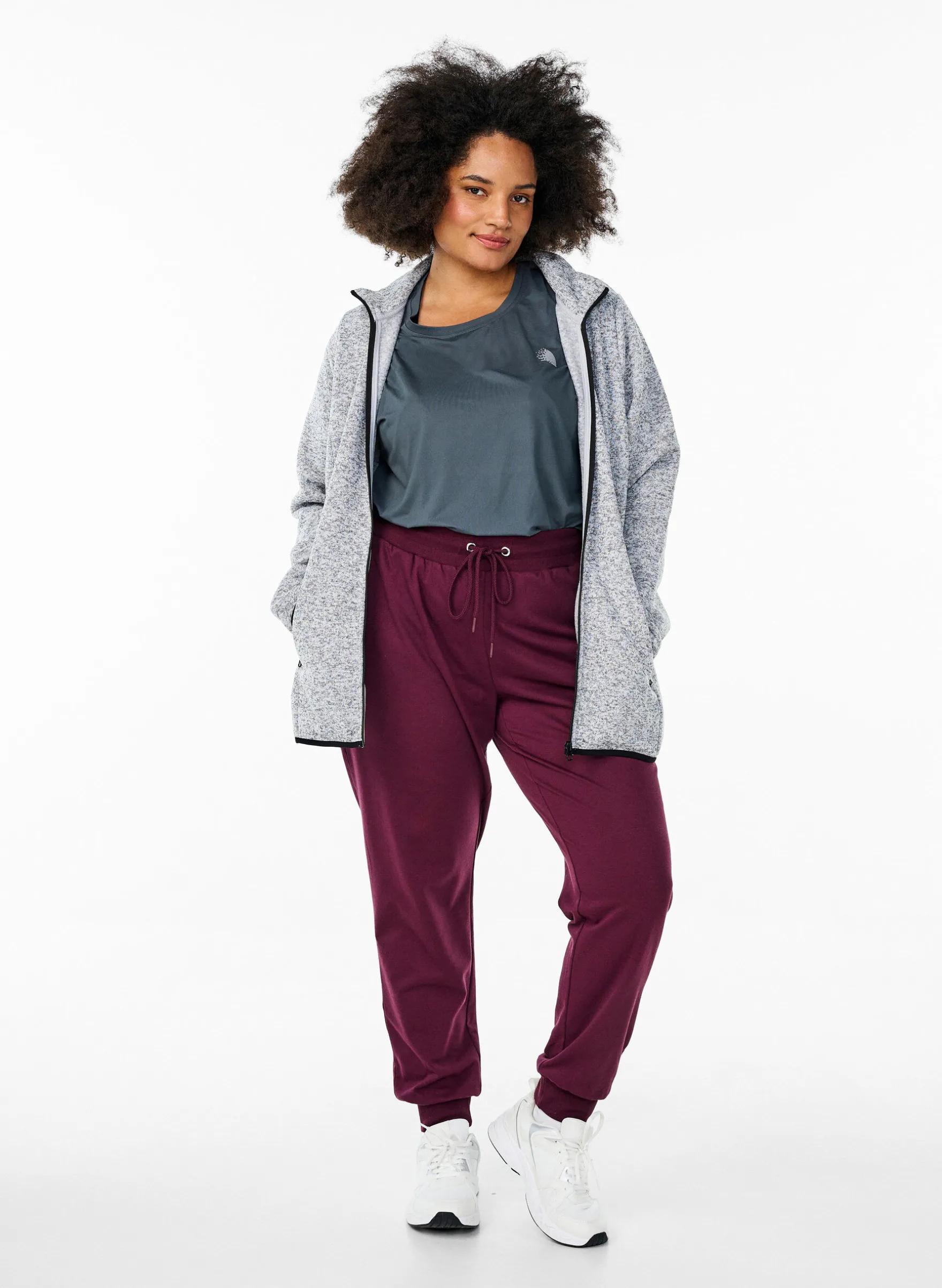 Jersey-Cardigan mit hohem Kragen und Reißverschluss