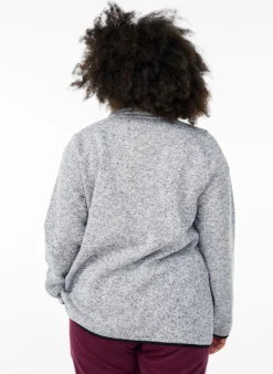 Jersey-Cardigan mit hohem Kragen und Reißverschluss